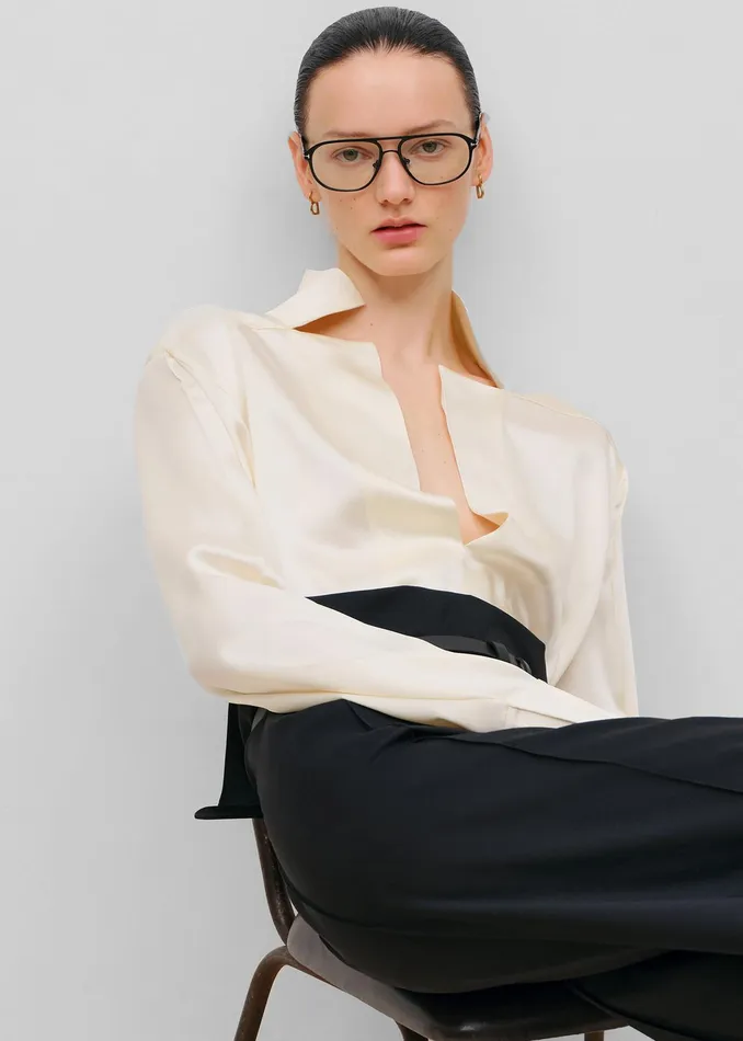 The Frankie Shop Tops Bevza StandCollar Blouse 8211 Vanilla 8211 Women