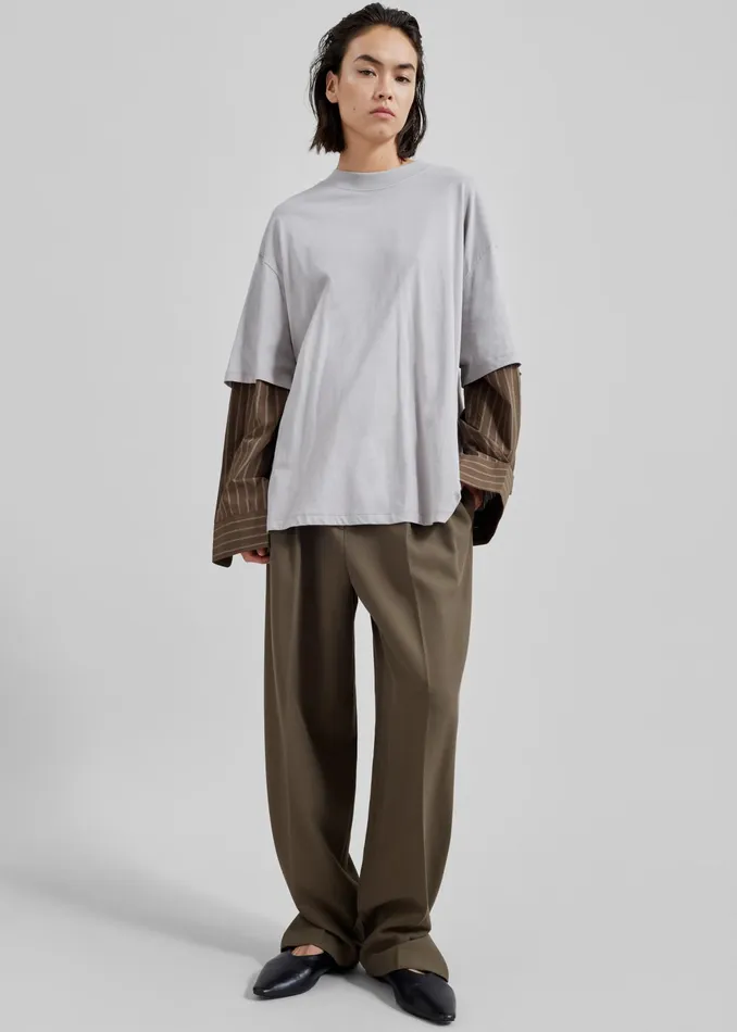 The Frankie Shop Tops Bryton Layered Tee 8211 GreyBrown 8211 Women