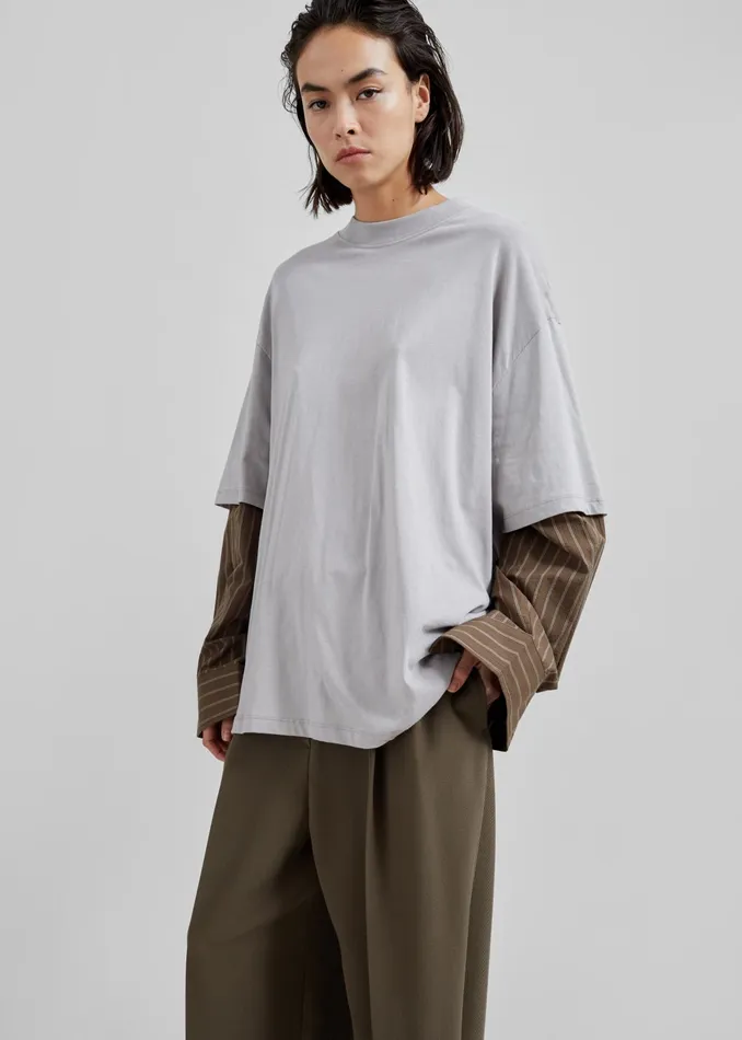 The Frankie Shop Tops Bryton Layered Tee 8211 GreyBrown 8211 Women