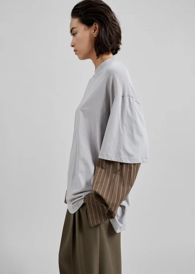 The Frankie Shop Tops Bryton Layered Tee 8211 GreyBrown 8211 Women
