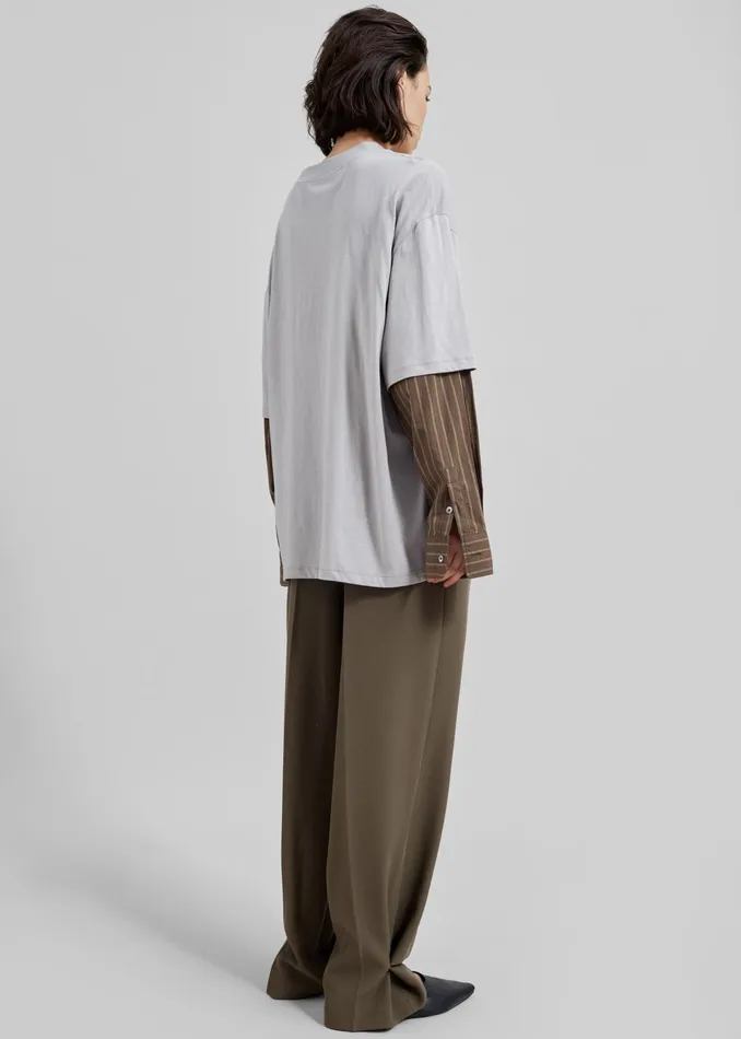 The Frankie Shop Tops Bryton Layered Tee 8211 GreyBrown 8211 Women