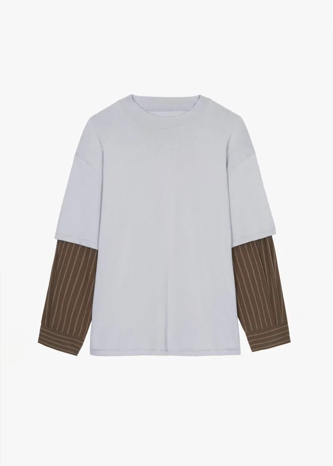 The Frankie Shop Tops Bryton Layered Tee 8211 GreyBrown 8211 Women