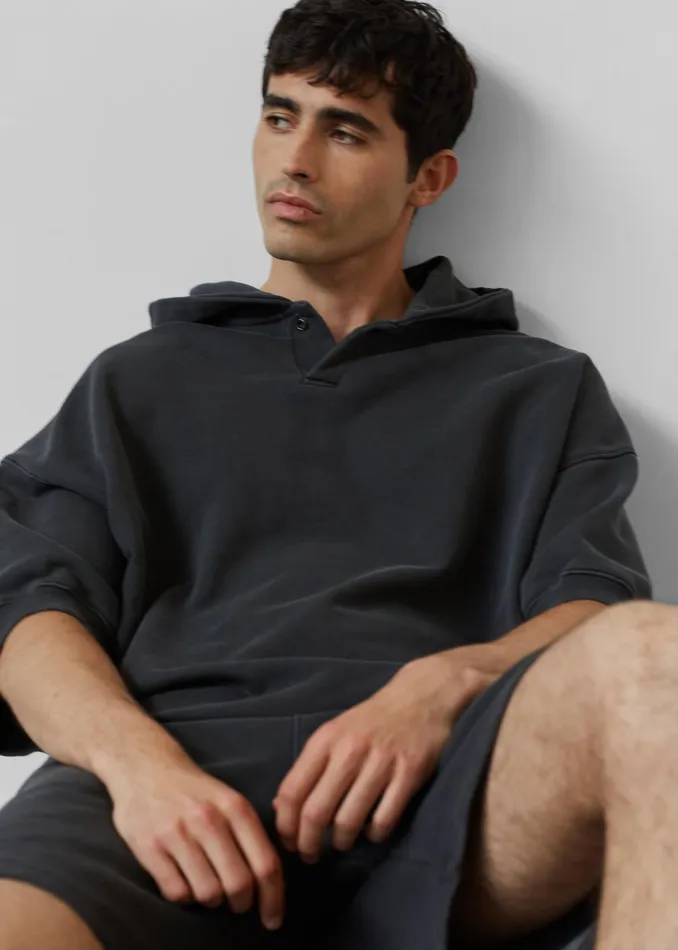 The Frankie Shop Tops Christian Short Sleeve Hoodie 8211 Charcoal 8211 Men