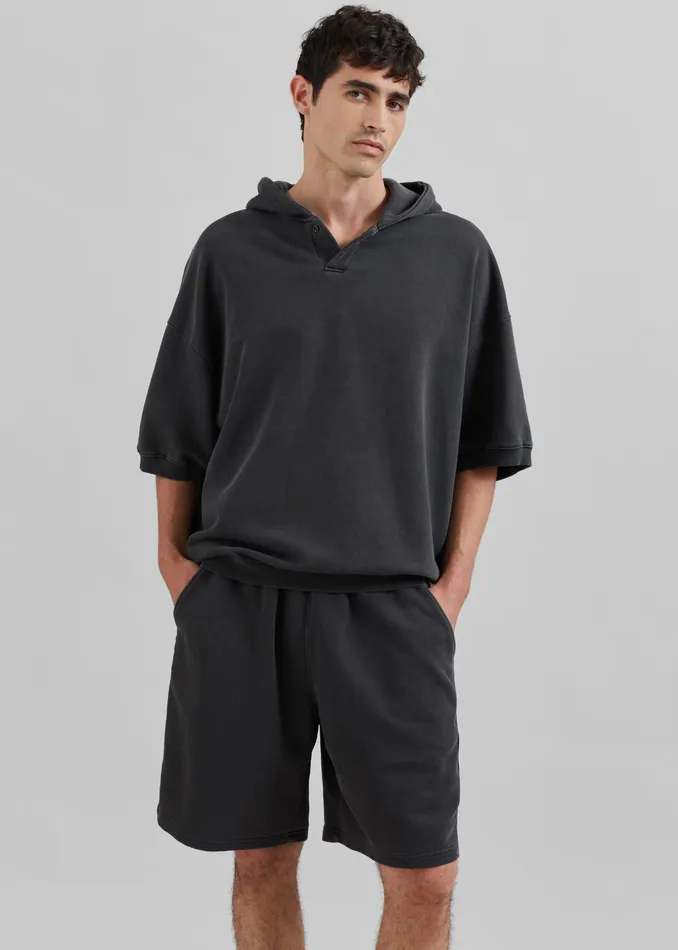 The Frankie Shop Tops Christian Short Sleeve Hoodie 8211 Charcoal 8211 Men
