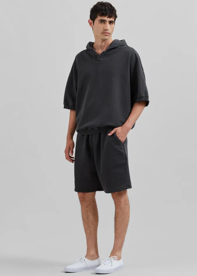 The Frankie Shop Tops Christian Short Sleeve Hoodie 8211 Charcoal 8211 Men