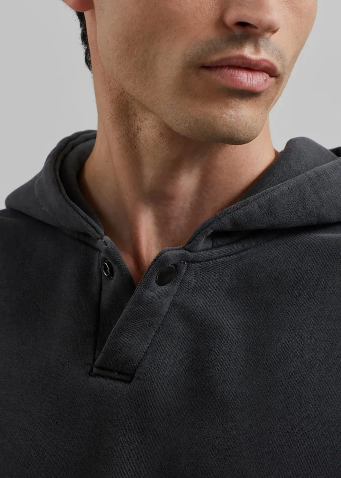 The Frankie Shop Tops Christian Short Sleeve Hoodie 8211 Charcoal 8211 Men