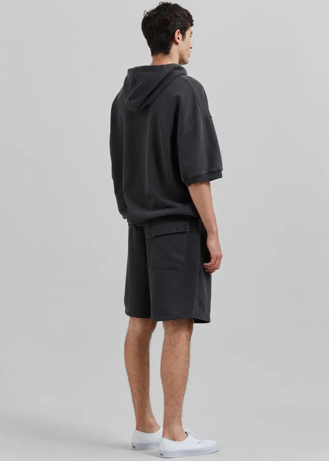 The Frankie Shop Tops Christian Short Sleeve Hoodie 8211 Charcoal 8211 Men
