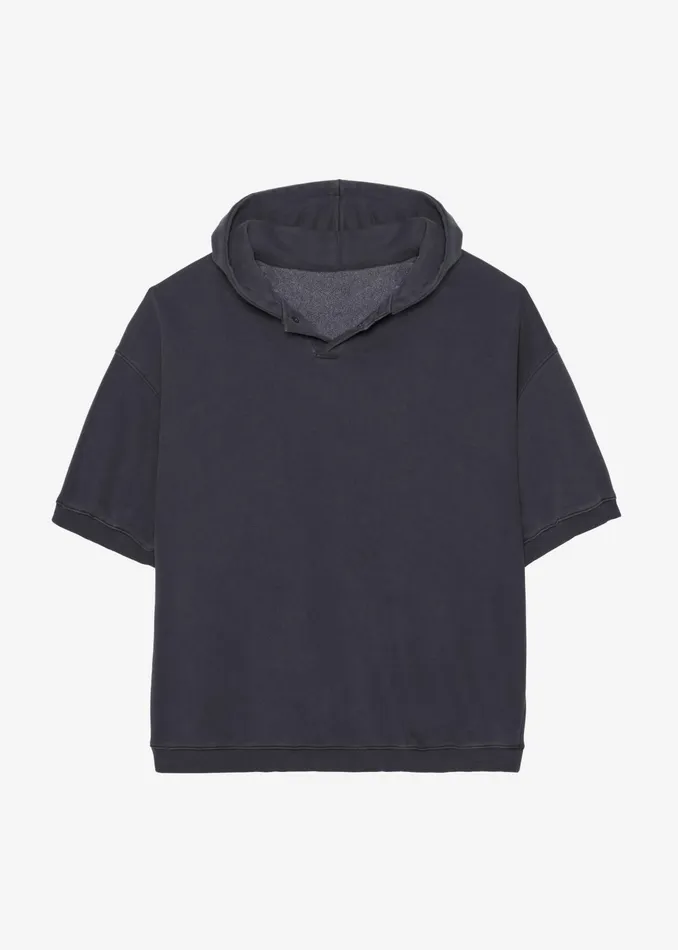 The Frankie Shop Tops Christian Short Sleeve Hoodie 8211 Charcoal 8211 Men
