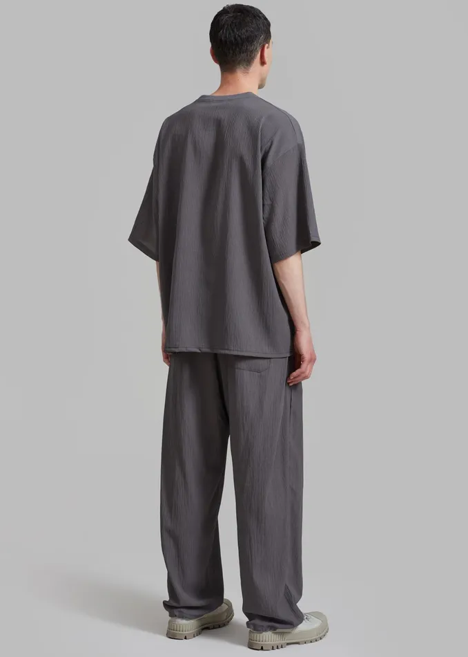 The Frankie Shop Tops Eliott Crinkle Tee 8211 Charcoal 8211 Men