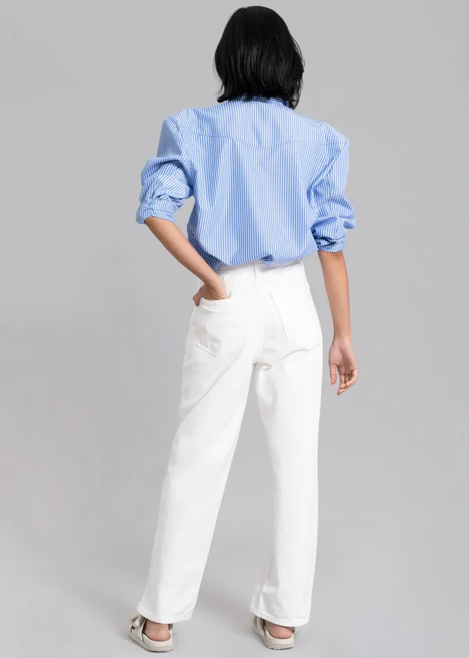 The Frankie Shop Tops Jeanne Padded Shirt 8211 White Stripe 8211 Women