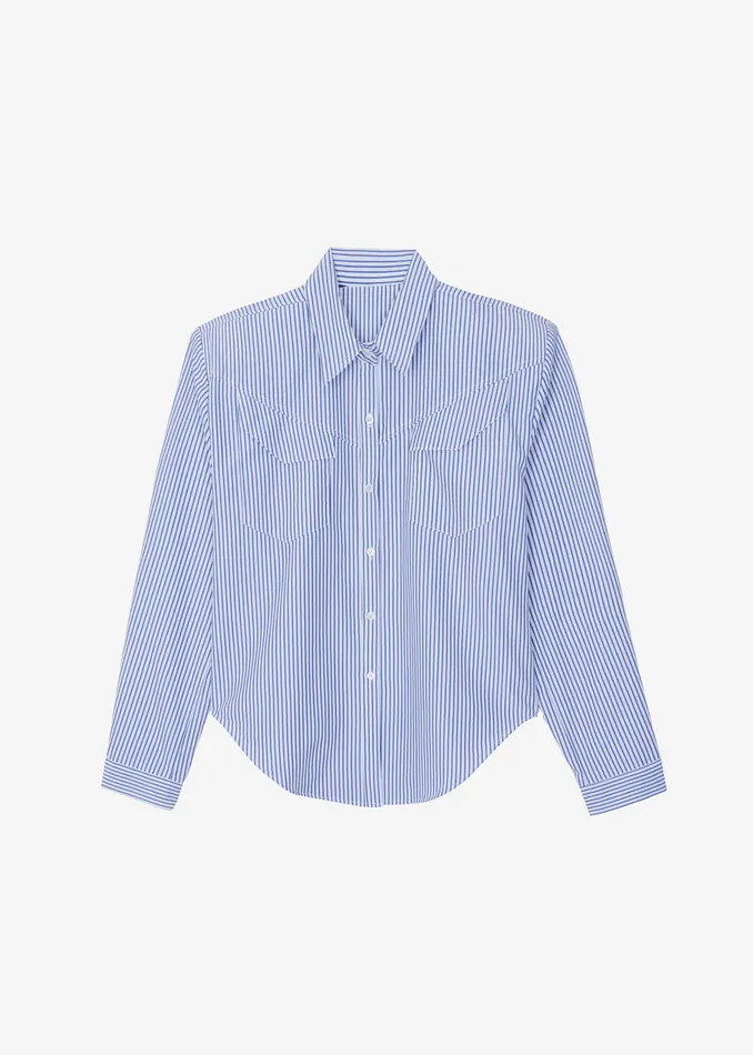 The Frankie Shop Tops Jeanne Padded Shirt 8211 White Stripe 8211 Women
