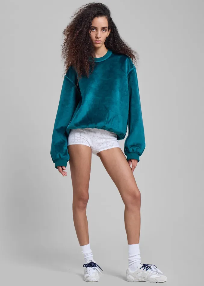 The Frankie Shop Tops Jw Anderson Bonded Sweatshirt 8211 Deep Teal 8211 Women The Frankie Shop Tops Jw Anderson Bonded Sweatshirt 8211 Deep Teal 8211 Women