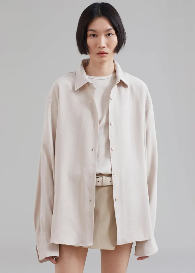 The Frankie Shop Tops Lotta Fluid Shirt 8211 Beige 8211 Women
