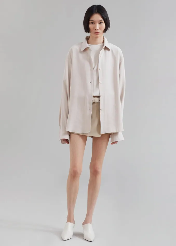 The Frankie Shop Tops Lotta Fluid Shirt 8211 Beige 8211 Women