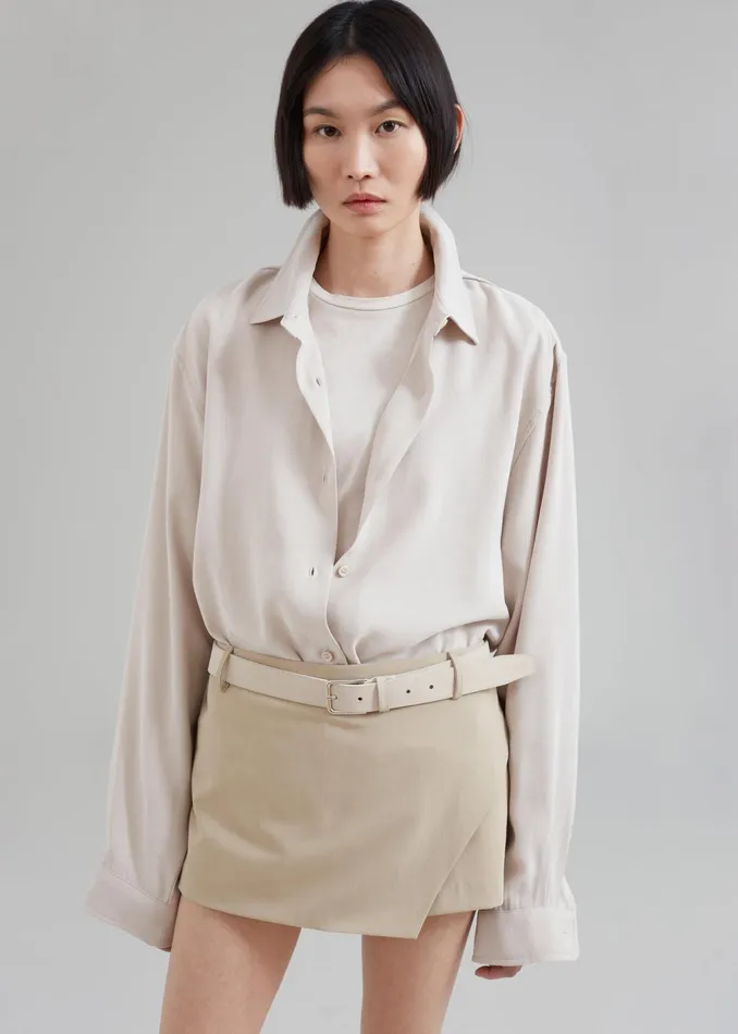 The Frankie Shop Tops Lotta Fluid Shirt 8211 Beige 8211 Women