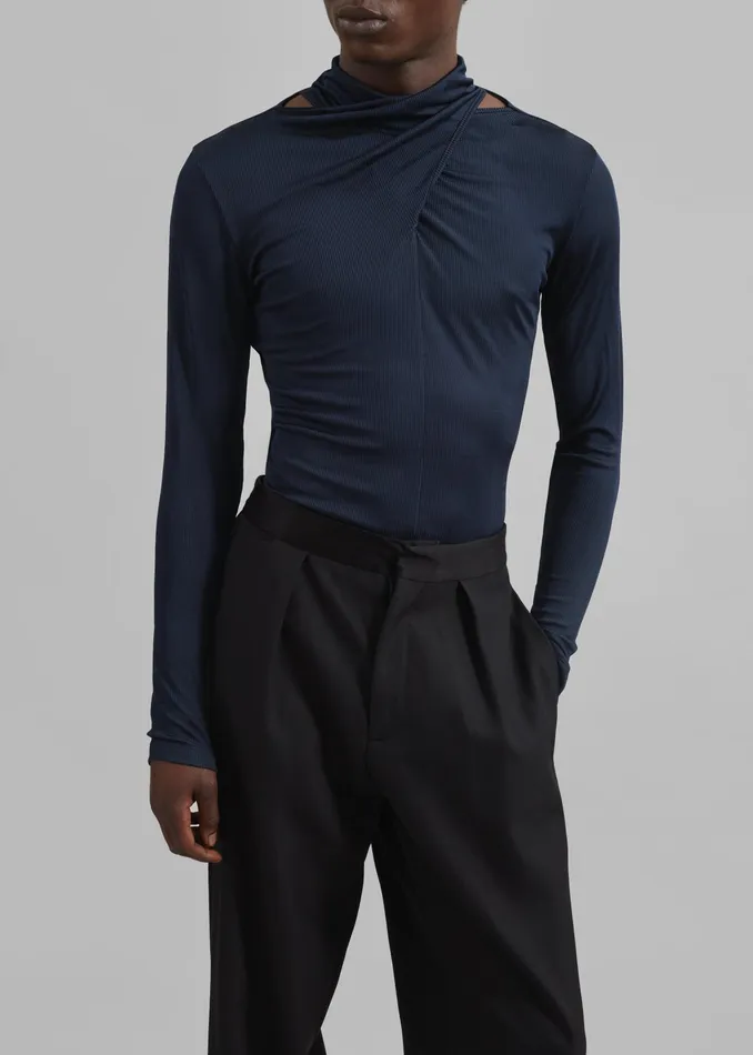 The Frankie Shop Tops Louis Gabriel Nouchi Crossed Top 8211 Night Blue 8211 Men