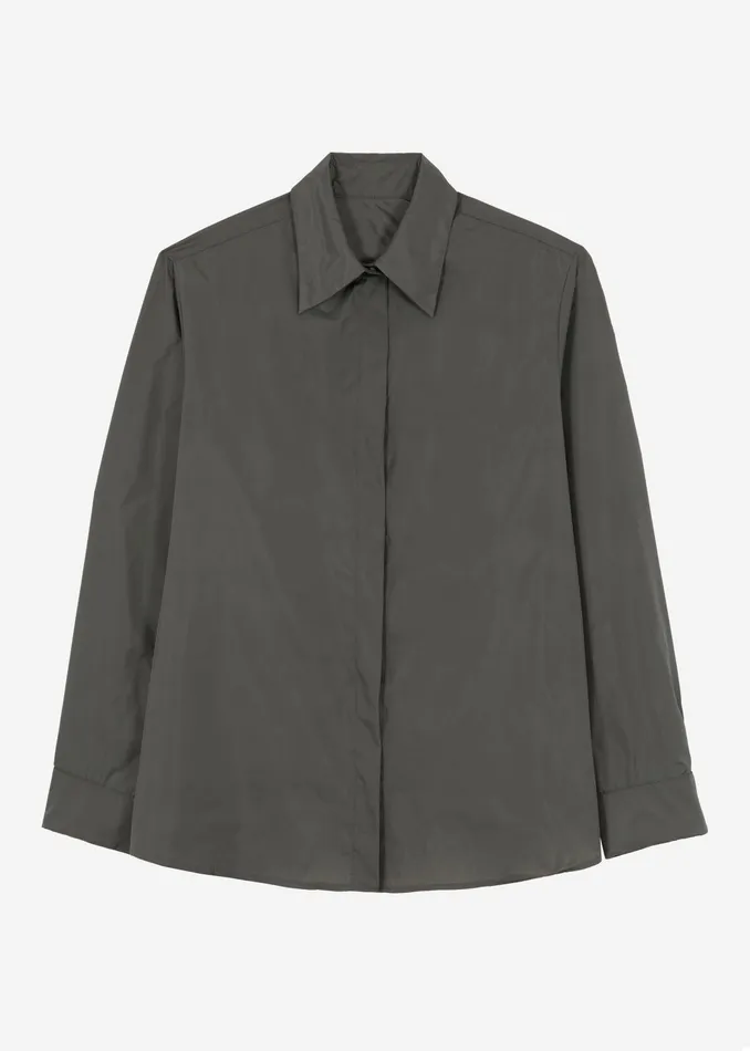 The Frankie Shop Tops Lucy Open Back Oversized Shirt 8211 Charcoal 8211 Women