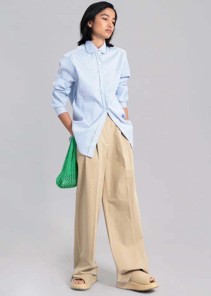 The Frankie Shop Tops Mina Shirt 8211 Blue Stripe 8211 Women