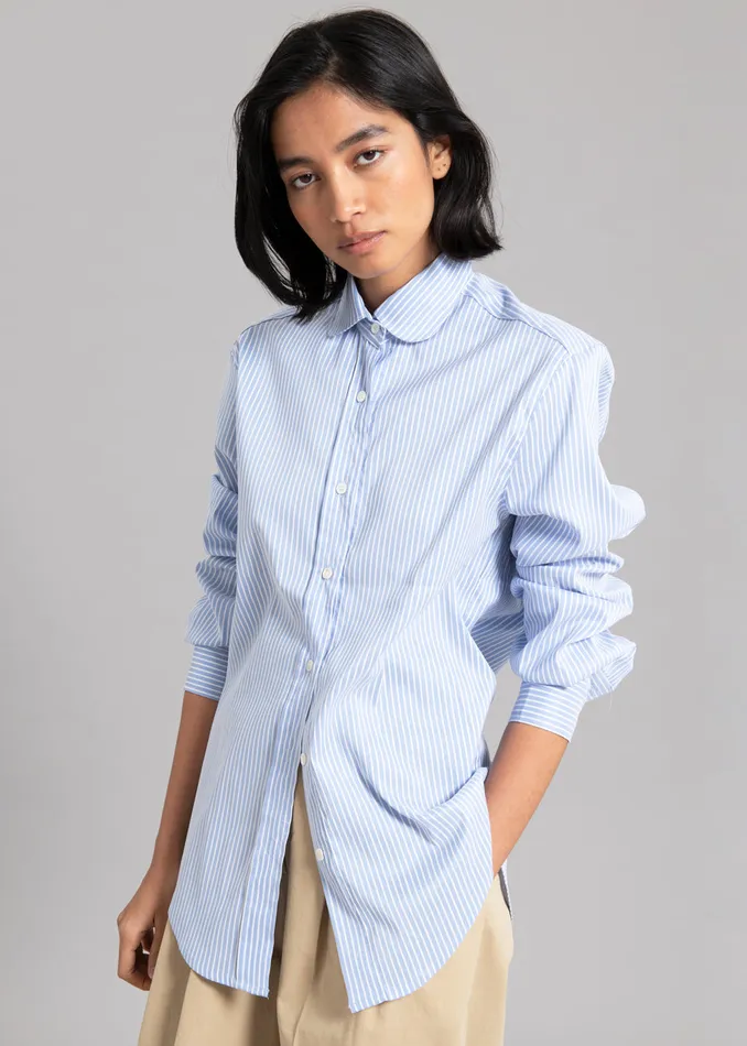 The Frankie Shop Tops Mina Shirt 8211 Blue Stripe 8211 Women