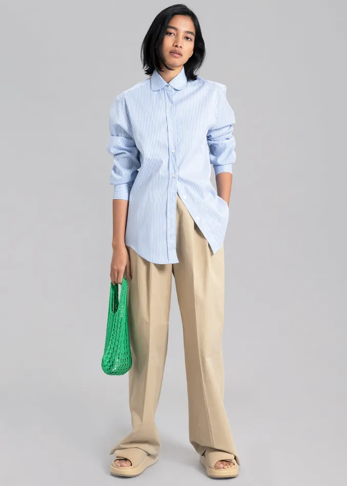 The Frankie Shop Tops Mina Shirt 8211 Blue Stripe 8211 Women