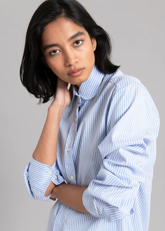 The Frankie Shop Tops Mina Shirt 8211 Blue Stripe 8211 Women