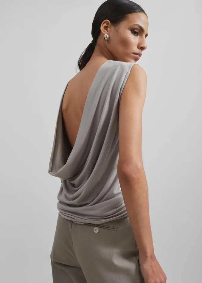 The Frankie Shop Tops Salma Drop Back Blouse 8211 Beige 8211 Women