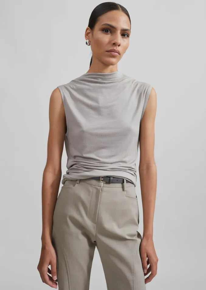 The Frankie Shop Tops Salma Drop Back Blouse 8211 Beige 8211 Women