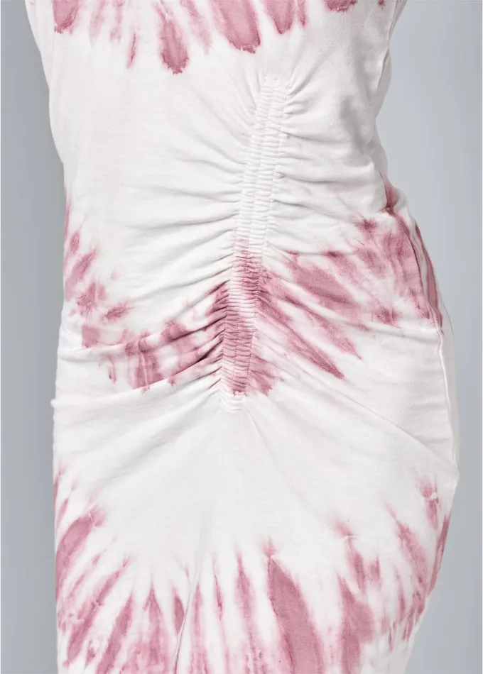 TIE DYE RUCHED LOUNGE DRESS White and Purple Women VENUS Dresses