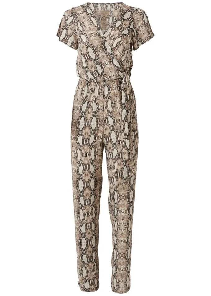 TIE FRONT PYTHON JUMPSUIT Taupe Multi Women VENUS Occasion Jumpsuits and Rompers