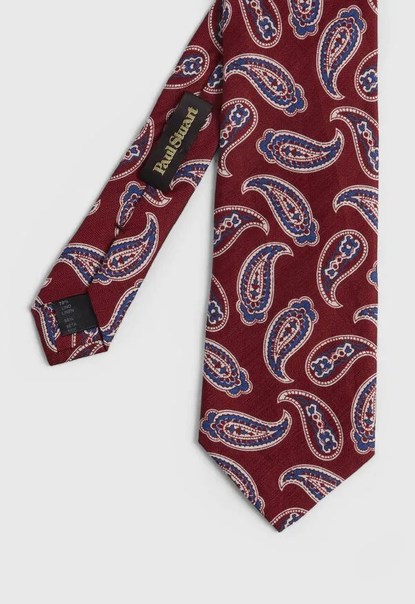 Ties Linen and Silk Summer Paisley Tie Blue Paulstuart Mens