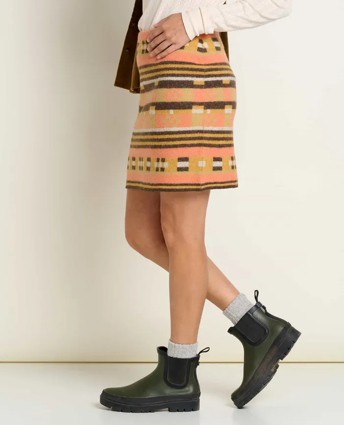 ToadandCo Skirts and Skorts Women8217s Heartfelt Sweater Skirt Papaya Geo Stripe
