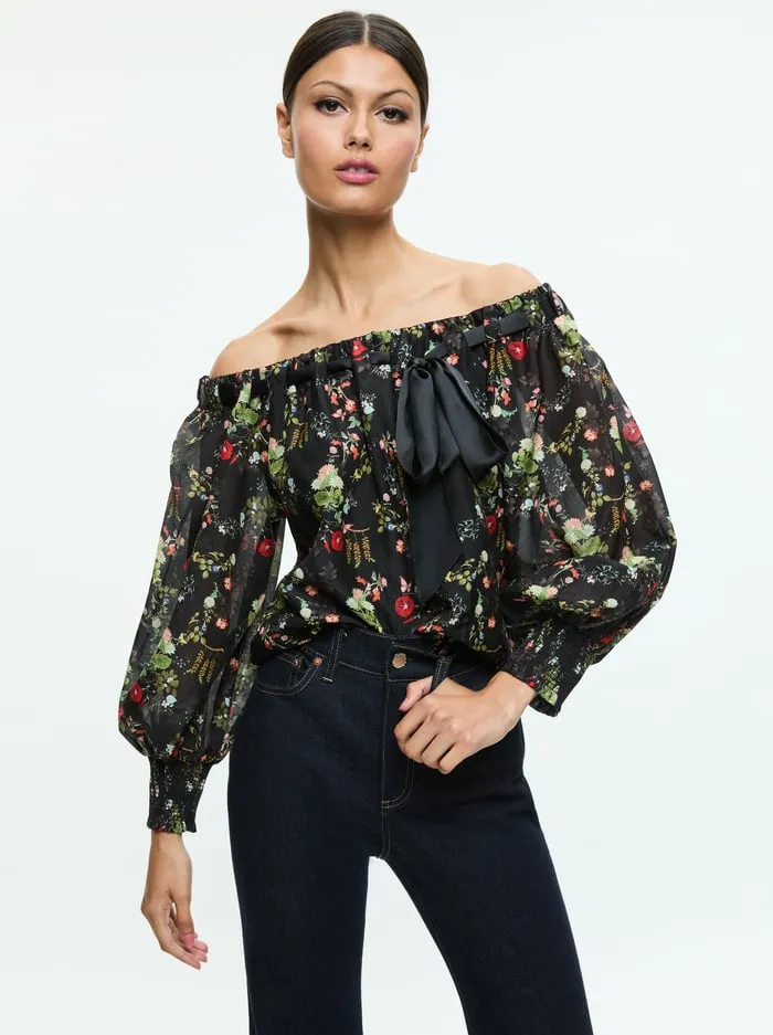 Tops Women Alice Olivia Alta Off The Shoulder Top Blush Kiss Black