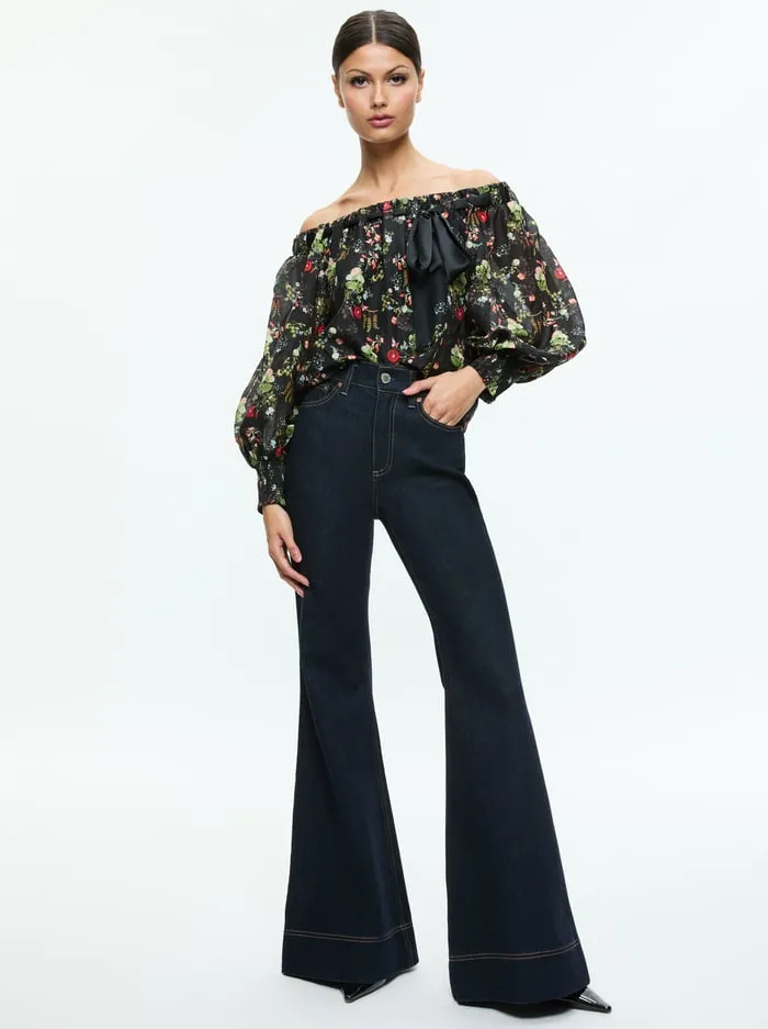 Tops Women Alice Olivia Alta Off The Shoulder Top Blush Kiss Black