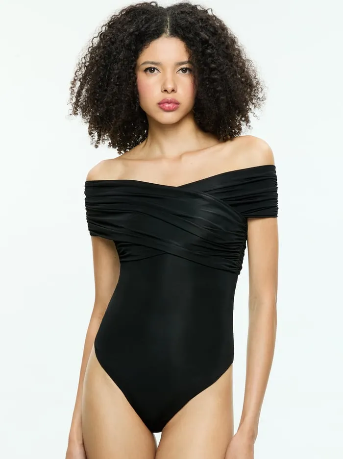 Tops Women Alice Olivia Averne Bodysuit Black