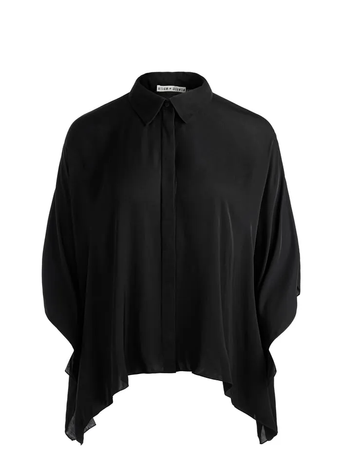 Tops Women Alice Olivia Deanne Button Down Blouse Black