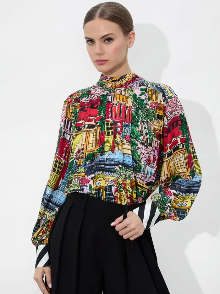 Tops Women Alice Olivia Gertrude Blouse Vacation Dreams