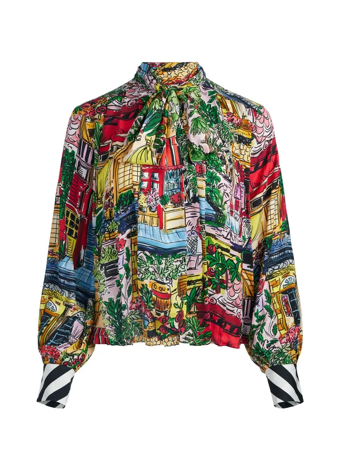 Tops Women Alice Olivia Gertrude Blouse Vacation Dreams