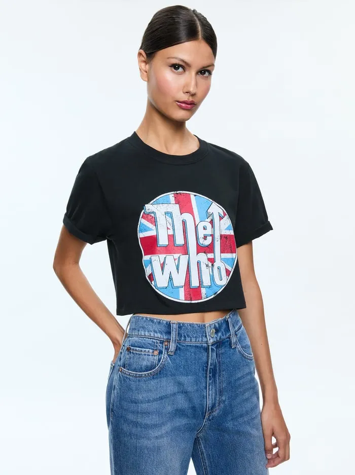 Tops Women Alice Olivia Maxie Cropped Tee Blackmulti