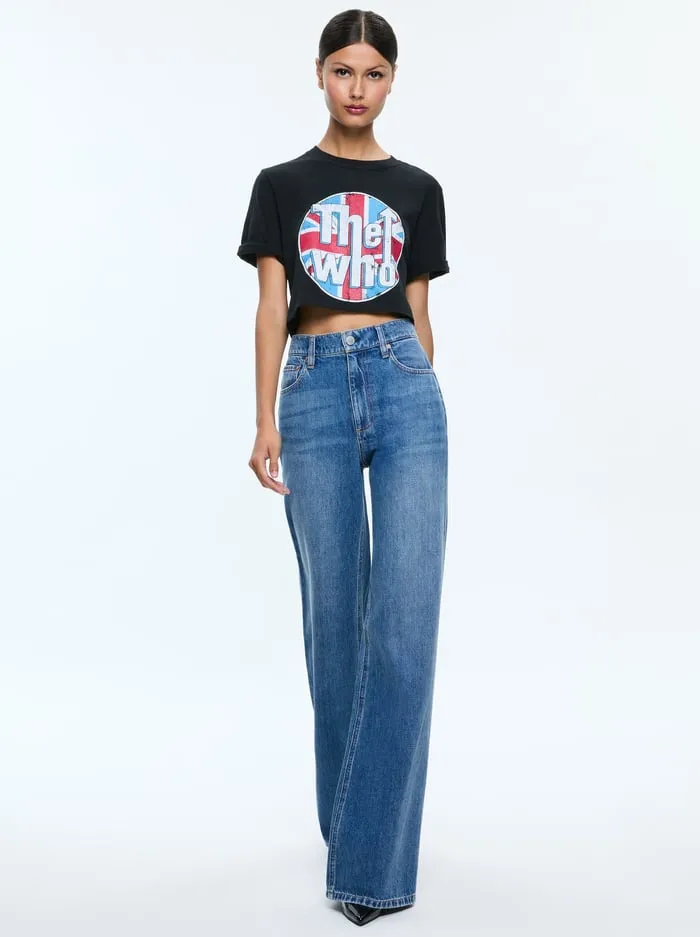 Tops Women Alice Olivia Maxie Cropped Tee Blackmulti