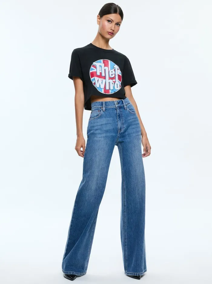 Tops Women Alice Olivia Maxie Cropped Tee Blackmulti