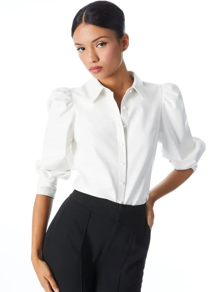 Tops Women Alice Olivia Nadine Vegan Top Off White