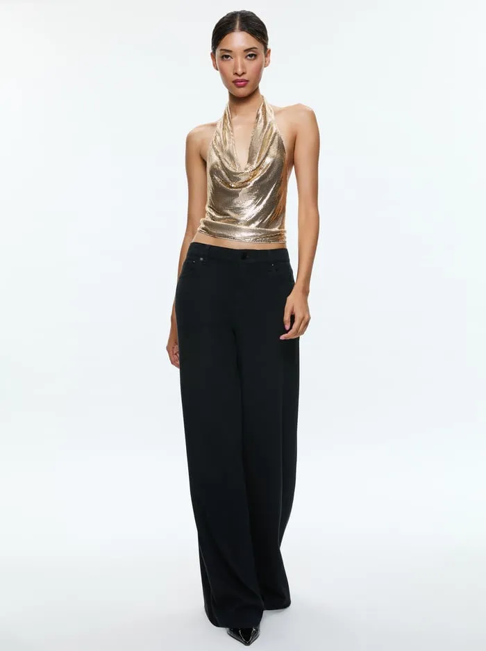 Tops Women Alice Olivia Oleta Crop Top Pale Gold