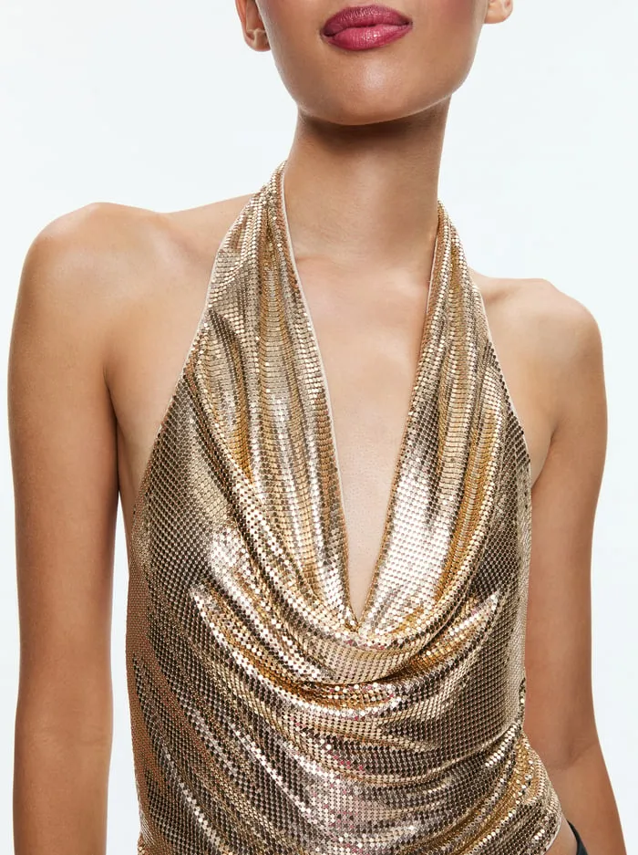 Tops Women Alice Olivia Oleta Crop Top Pale Gold
