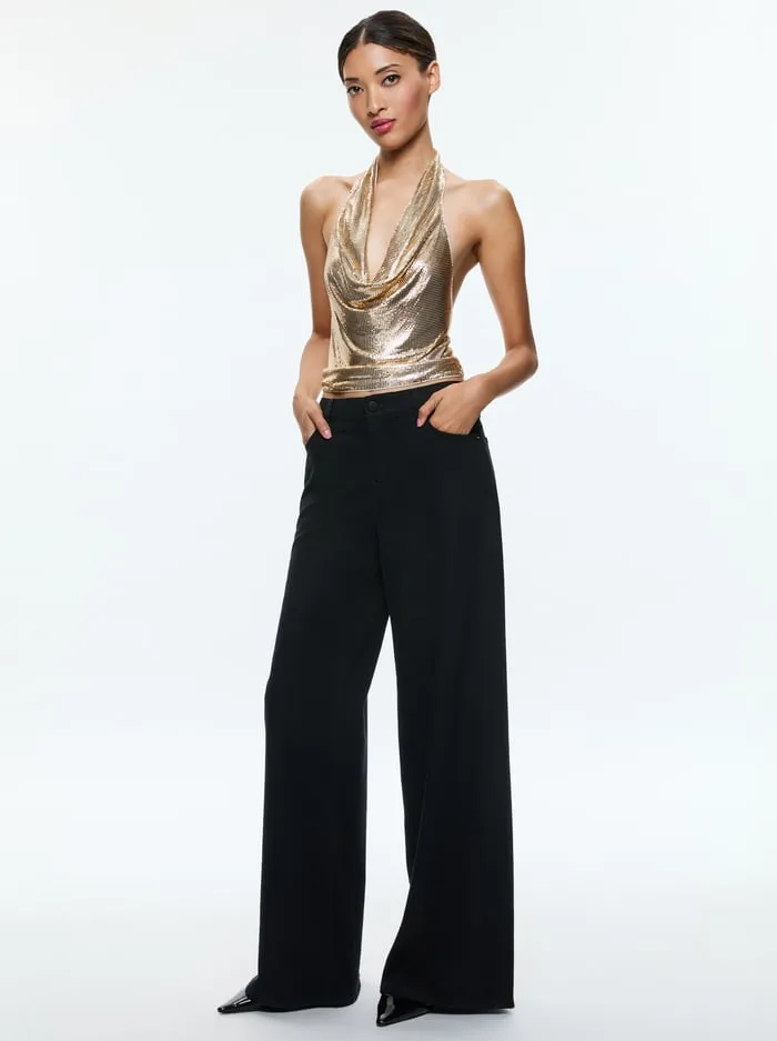 Tops Women Alice Olivia Oleta Crop Top Pale Gold