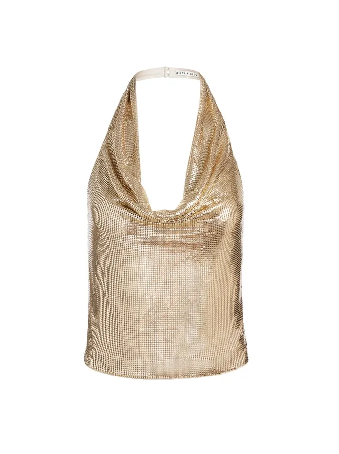 Tops Women Alice Olivia Oleta Crop Top Pale Gold