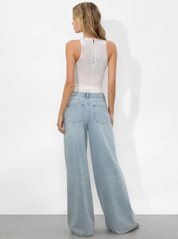 Tops Women Alice Olivia Pania Embellished Top Off Whitecrystal