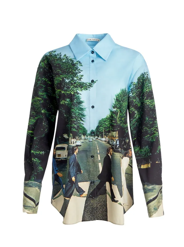 Tops Women Alice Olivia The Beatles Finely Button Down Abbey Road