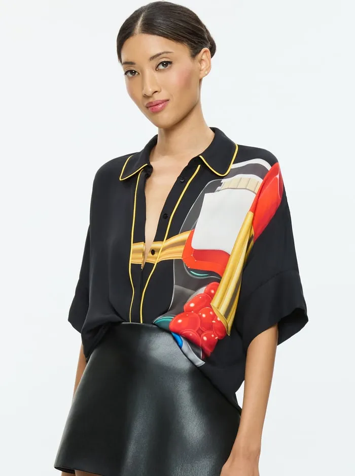 Tops Women Alice Olivia Tom Wesselmann Edyth High Low Button Down Still Life