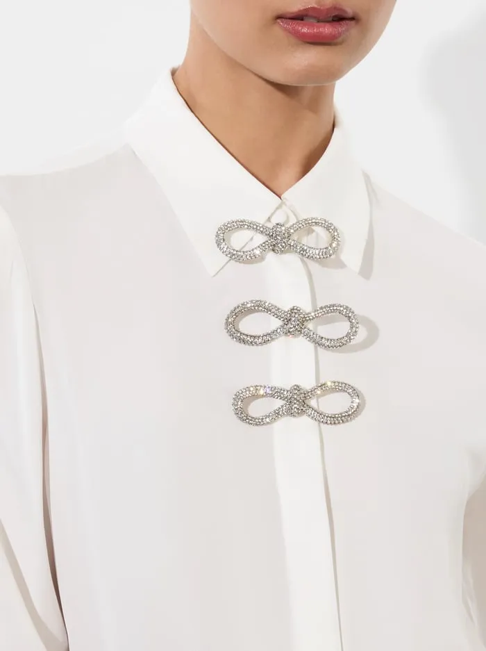 Tops Women Alice Olivia Willa Placket Bow Top Off White