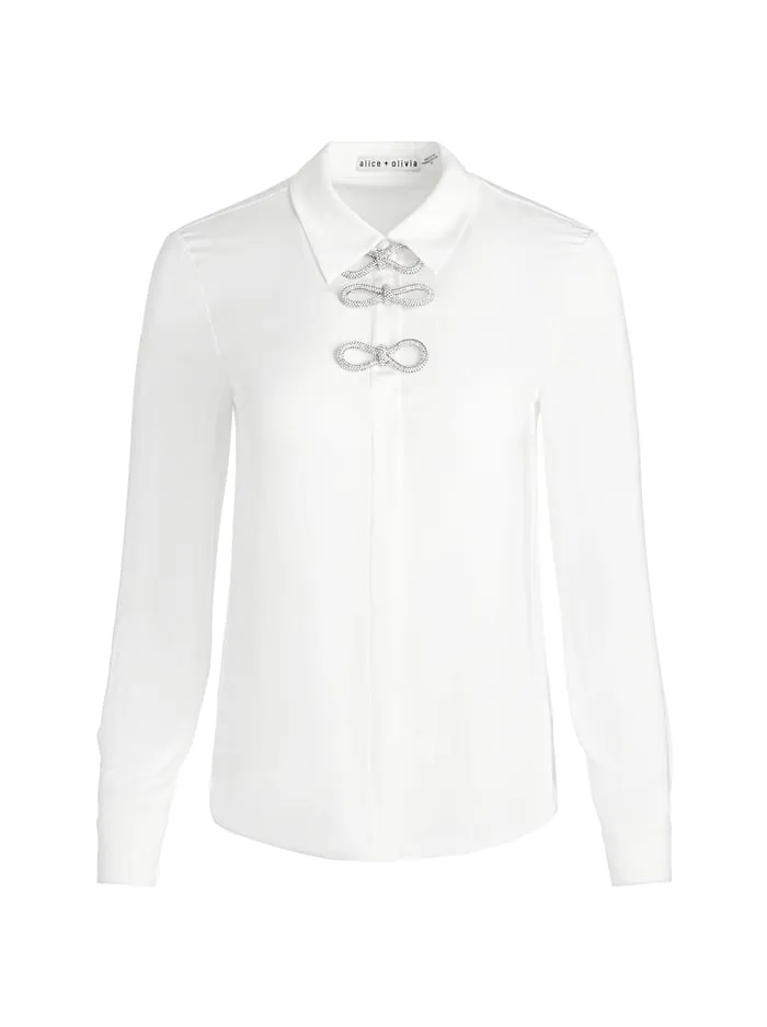 Tops Women Alice Olivia Willa Placket Bow Top Off White